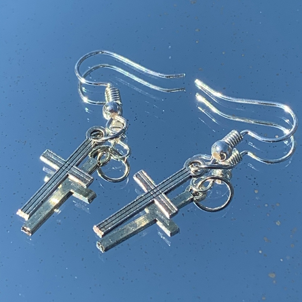 Silver Plated Cross Earrings
